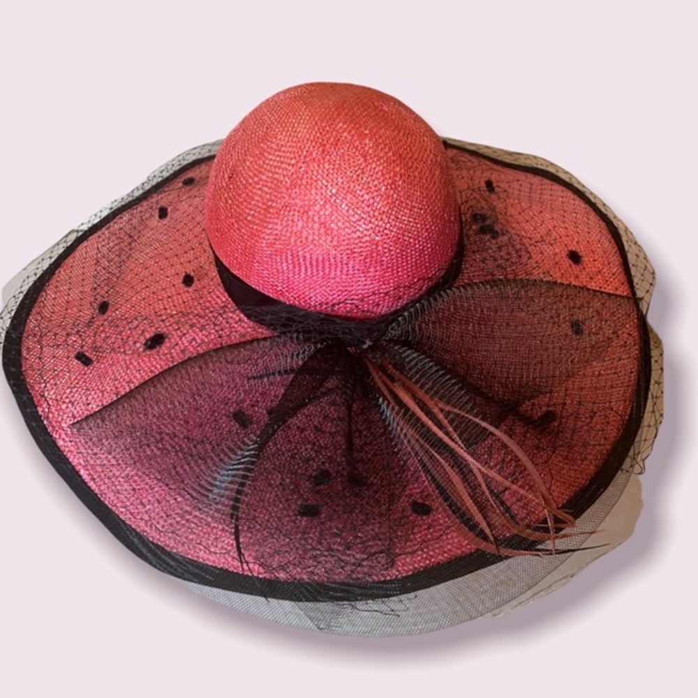 Queen of Hats Pink with Black Netting